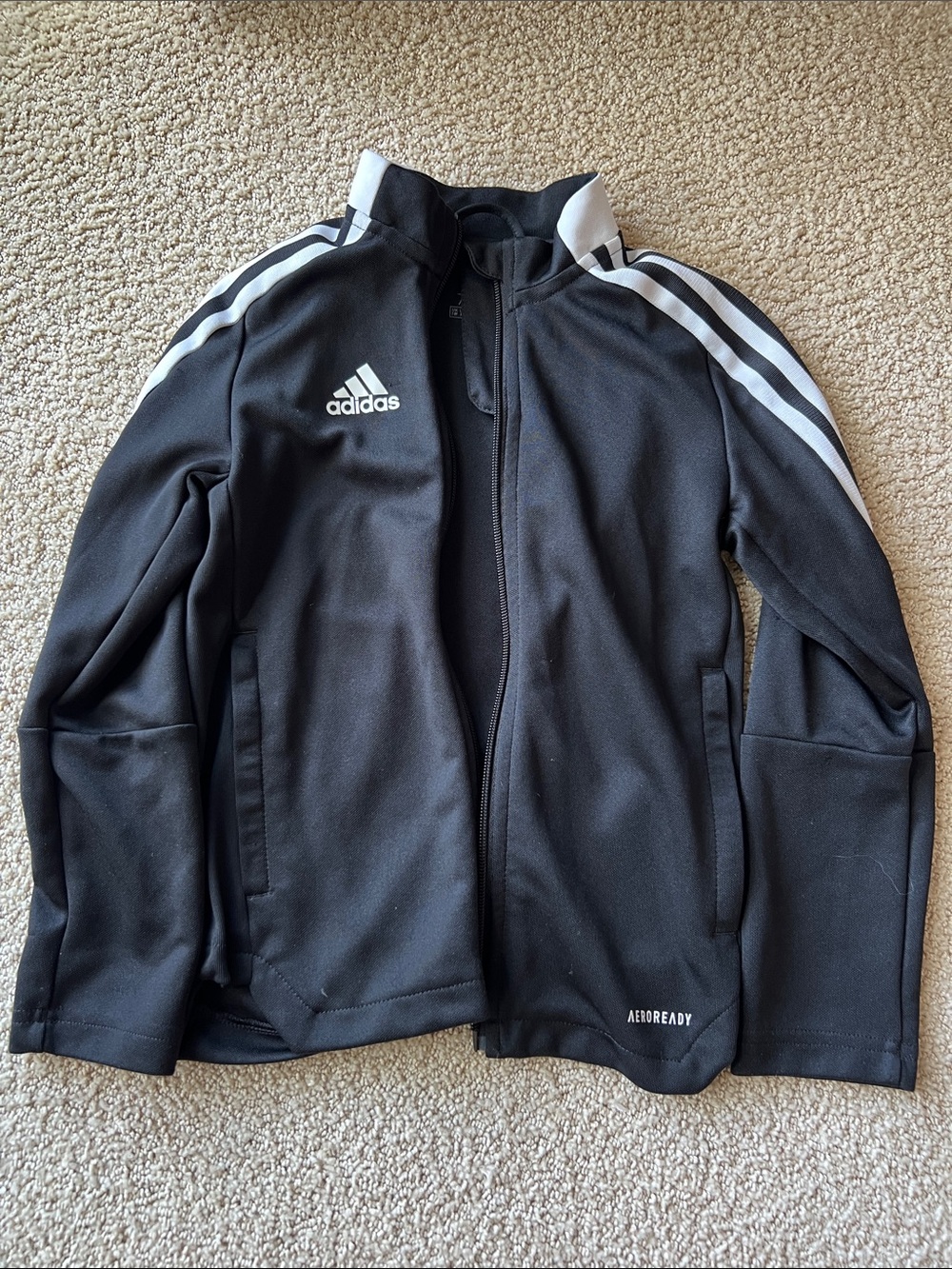 adidas Black Jacket with White Shoulder Stripes